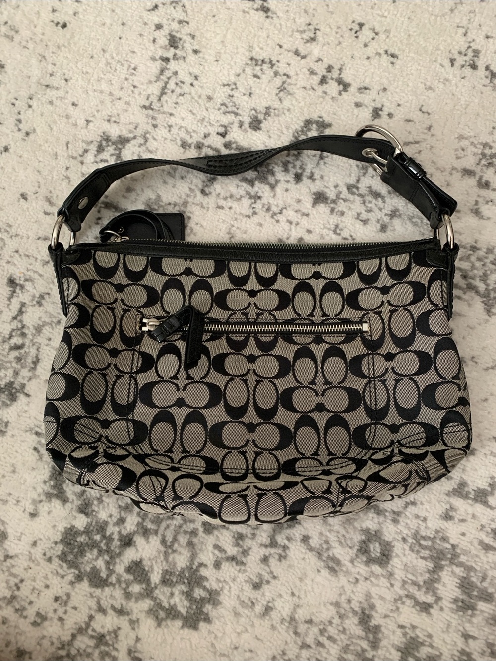 Coach Black and Gray Signature Jacquard Shoulder Bag - Picture 2 of 2